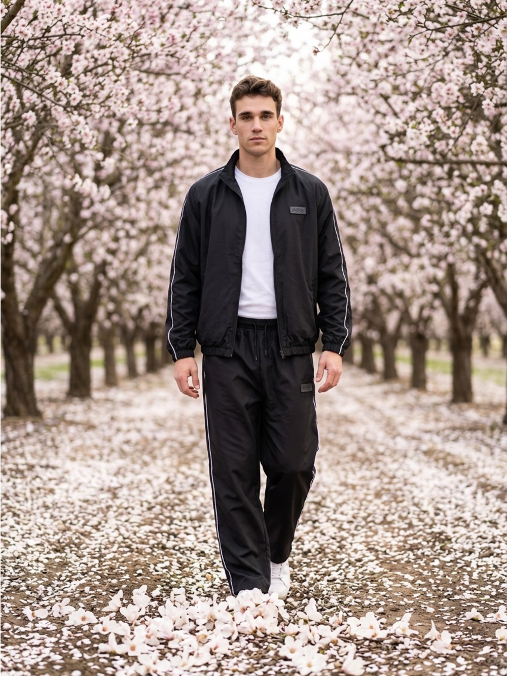 Karl Kani Black Joggers with White Side Piping